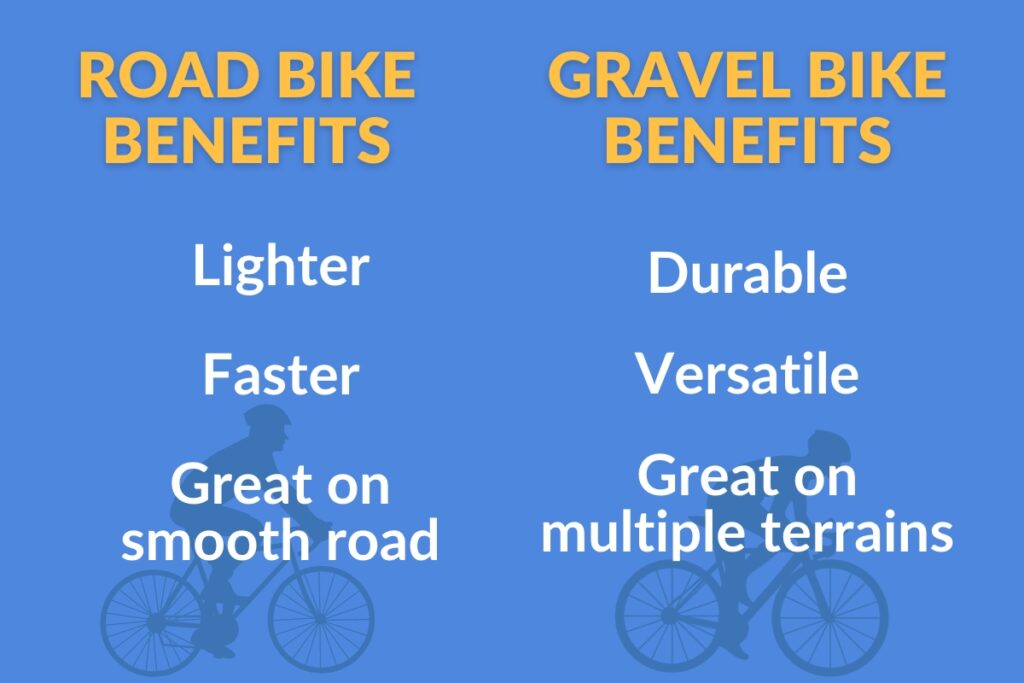Side by side comparison of gravel and road bike.