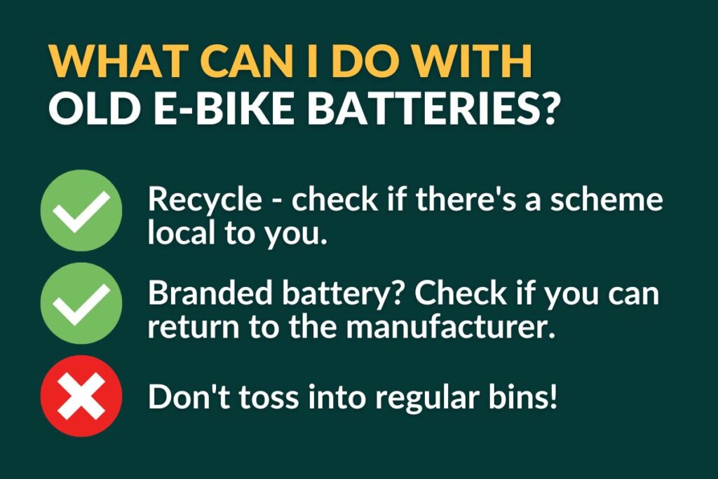 List of how to dispose of e bike battery.