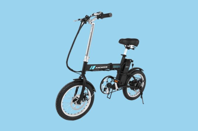 ancheer folding city bike in blue background