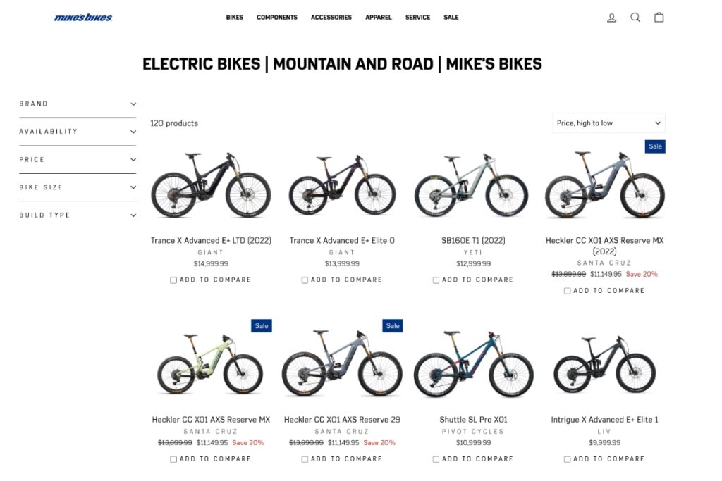 Mike's Bike Electric Bike List
