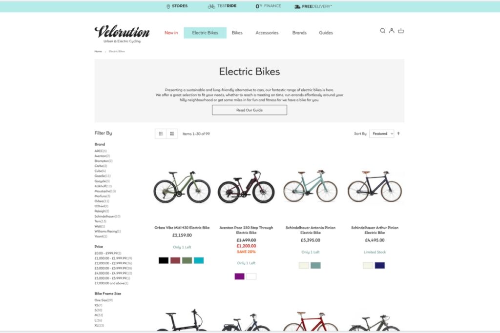Velorution electric bikes page