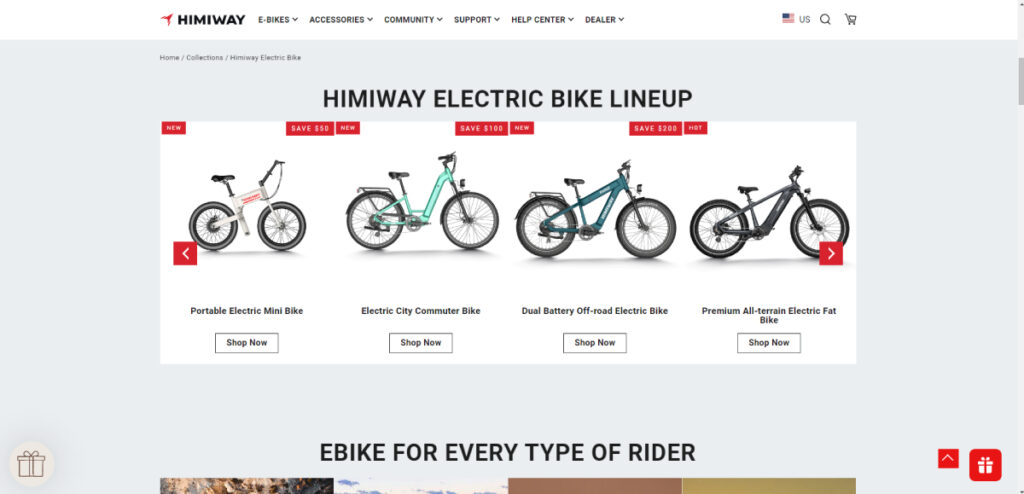 Himiway bikes website
