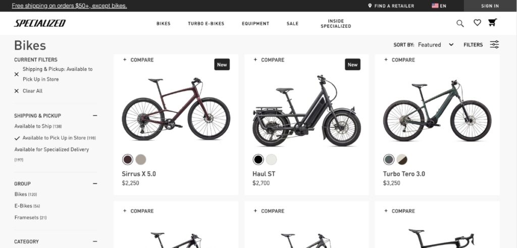 Specialized bikes website