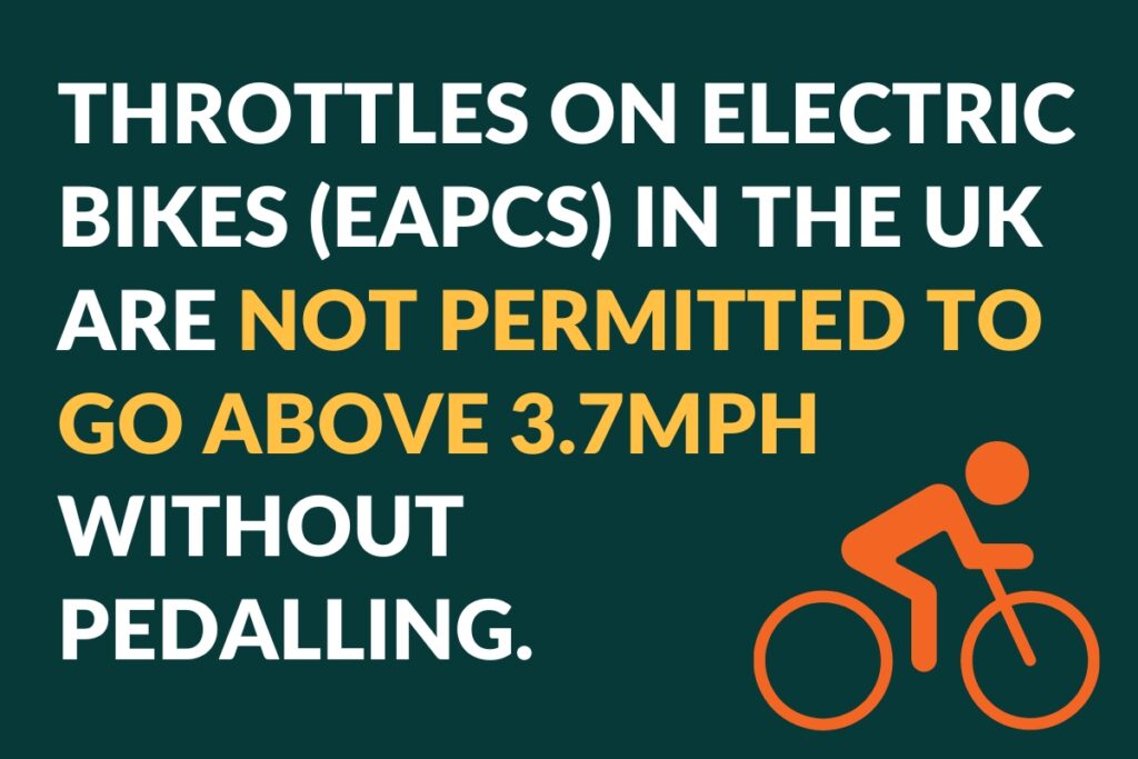 throttles on e-bike in the uk are not permitted to go above 3.7mph without pedalling