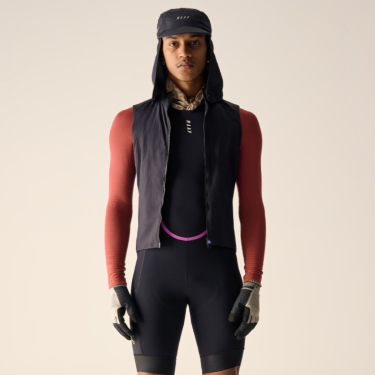 Man wearing MAAP cycling clothing brand