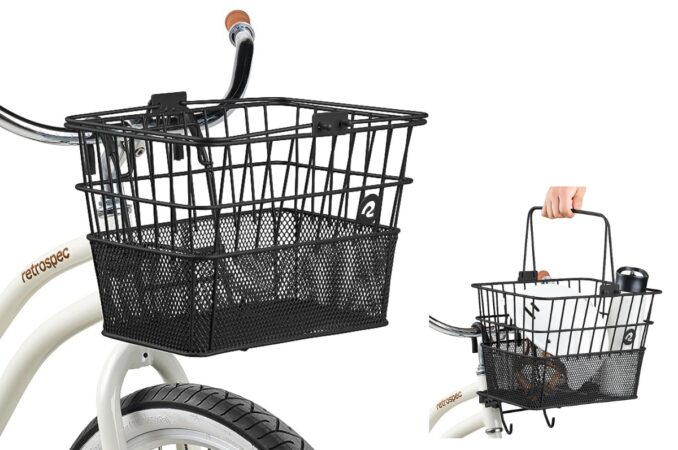 apollo steel bike basket in use