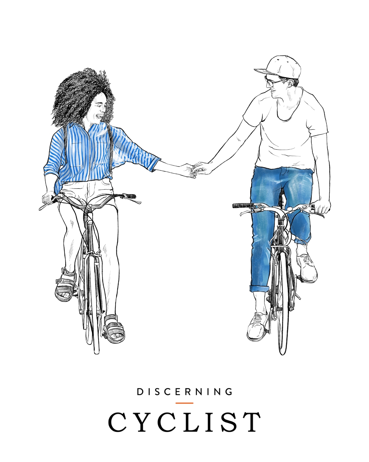 Cycling couple illustration