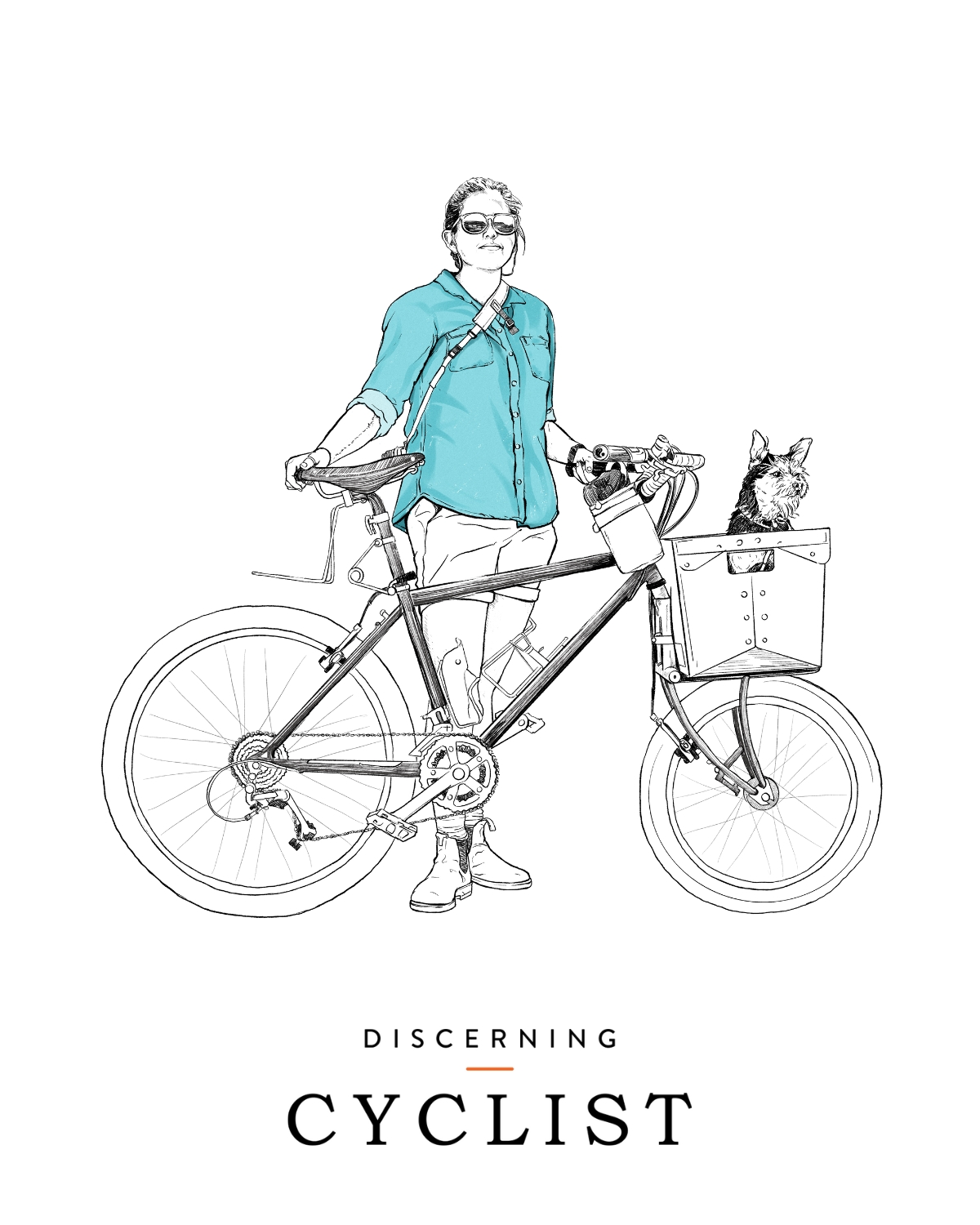 Cyclist with dog illustration