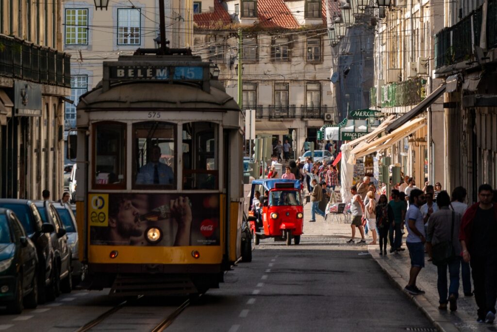 A typical Lisbon street by day.