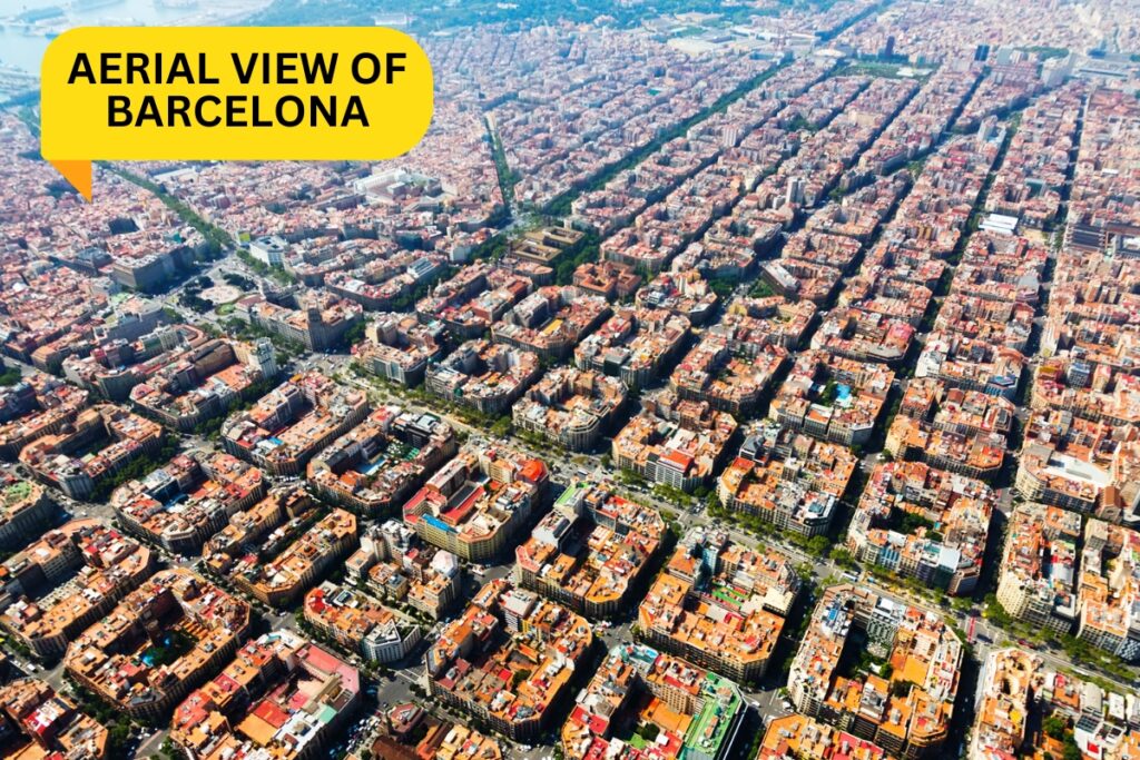 An aerial view of Barcelona