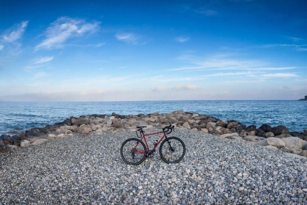 Gravel bike by the seaside
