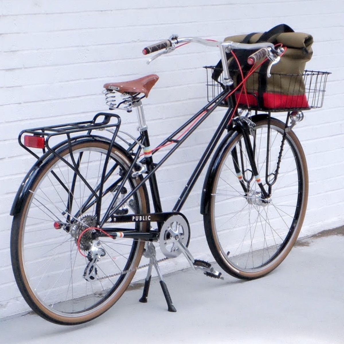 Public Bikes Metal Bike Basket with a backpack