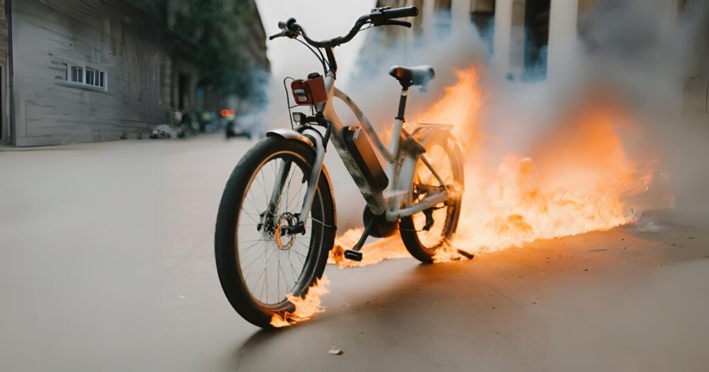 e-bike on fire