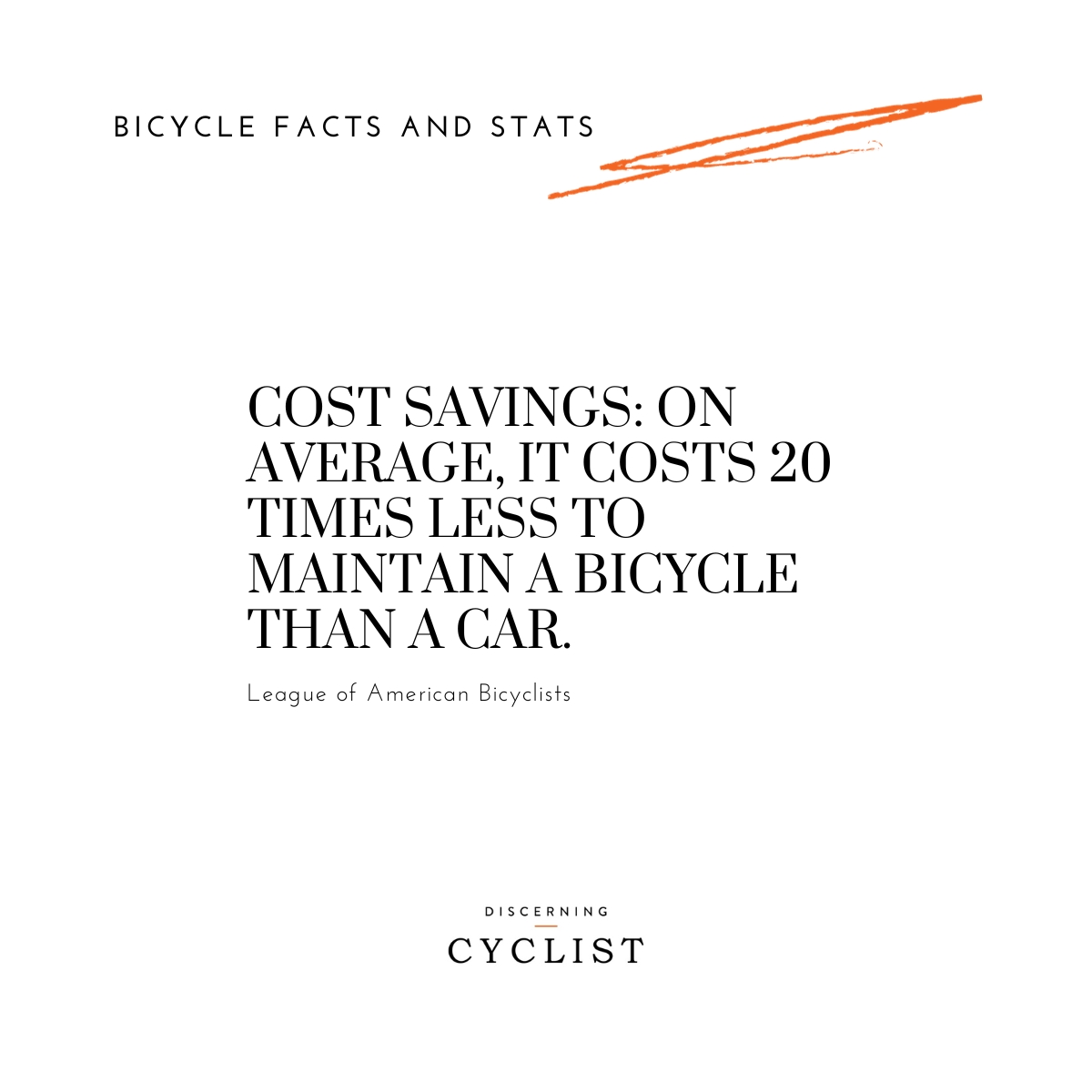 Cost Savings: On average, it costs 20 times less to maintain a bicycle than a car.