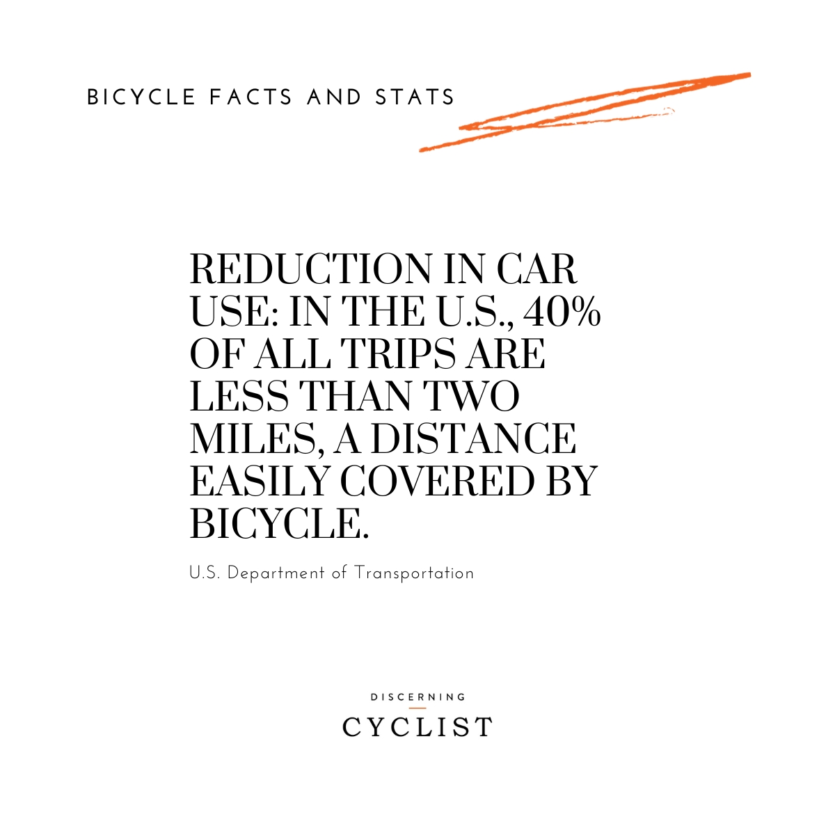 Reduction in Car Use: In the U.S., 40% of all trips are less than two miles, a distance easily covered by bicycle.