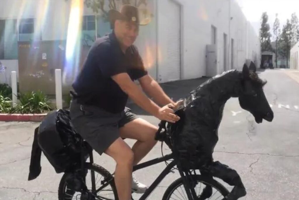 Man on horse inspired bicycle
