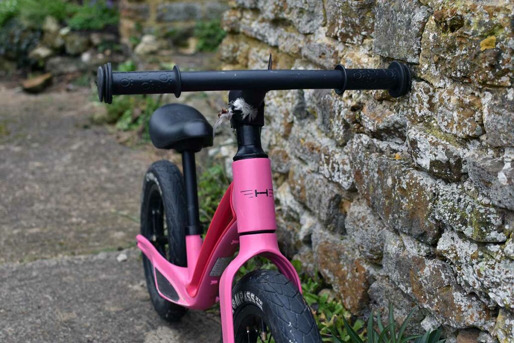 Pink bike for children learning to cycle