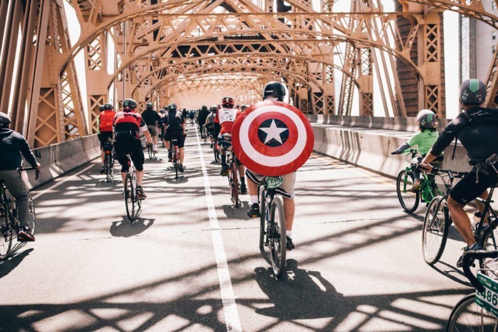 Group of cyclists in New York City