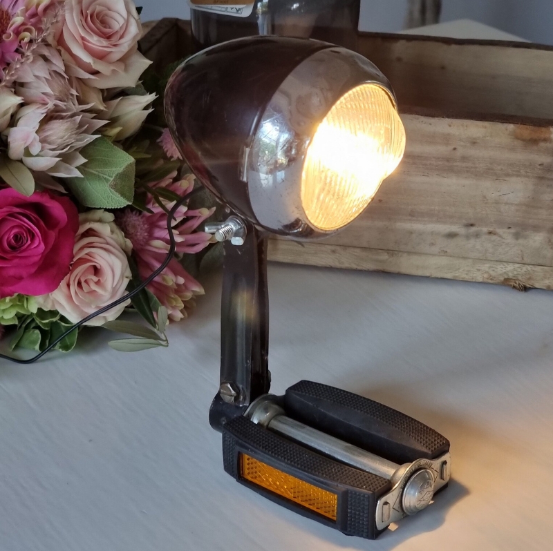 Reading lamp made from original bicycle headlights