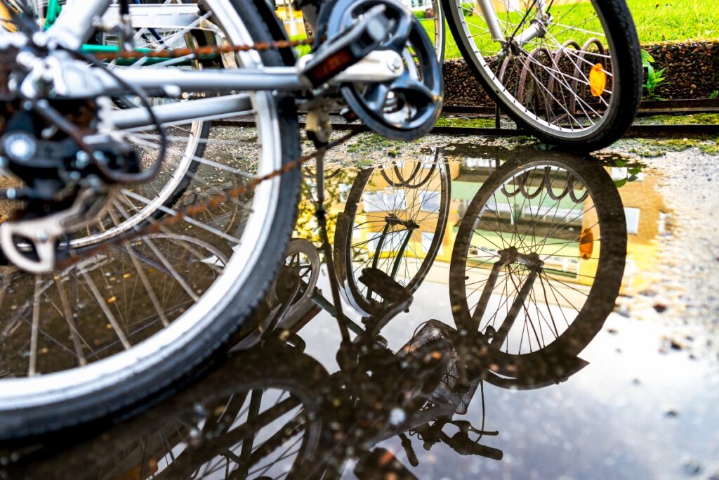 bike tires in rain