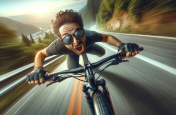 Man riding an e-bike fast downhill