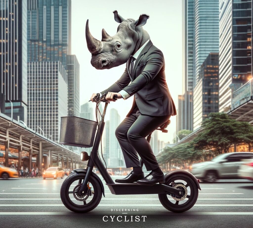 A rhino cycling