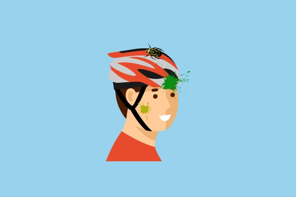 embarrassing cycling moments: bugs in cyclist's face