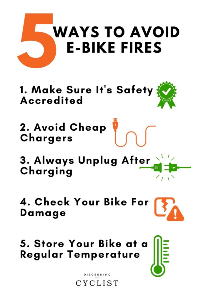 How to avoid e-bike fires infographic