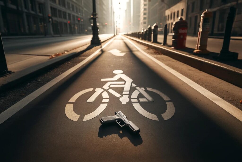 a handgun in a bike lane